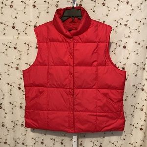 Lands end, red down vest XL